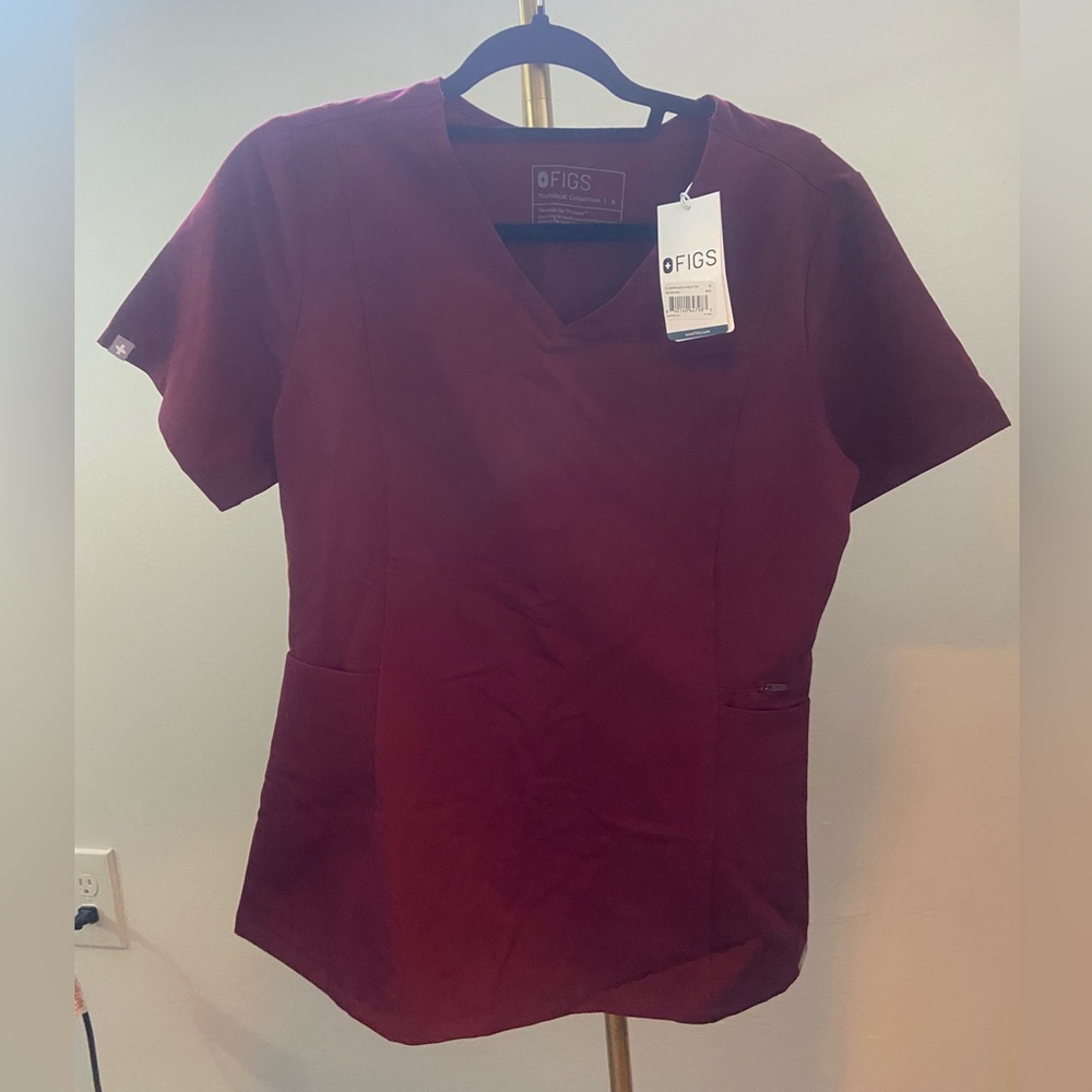 Figs Burgundy Scrub Top